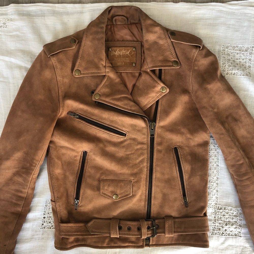 Understated Leather Brown Leather Motorcycle Jack… - image 1